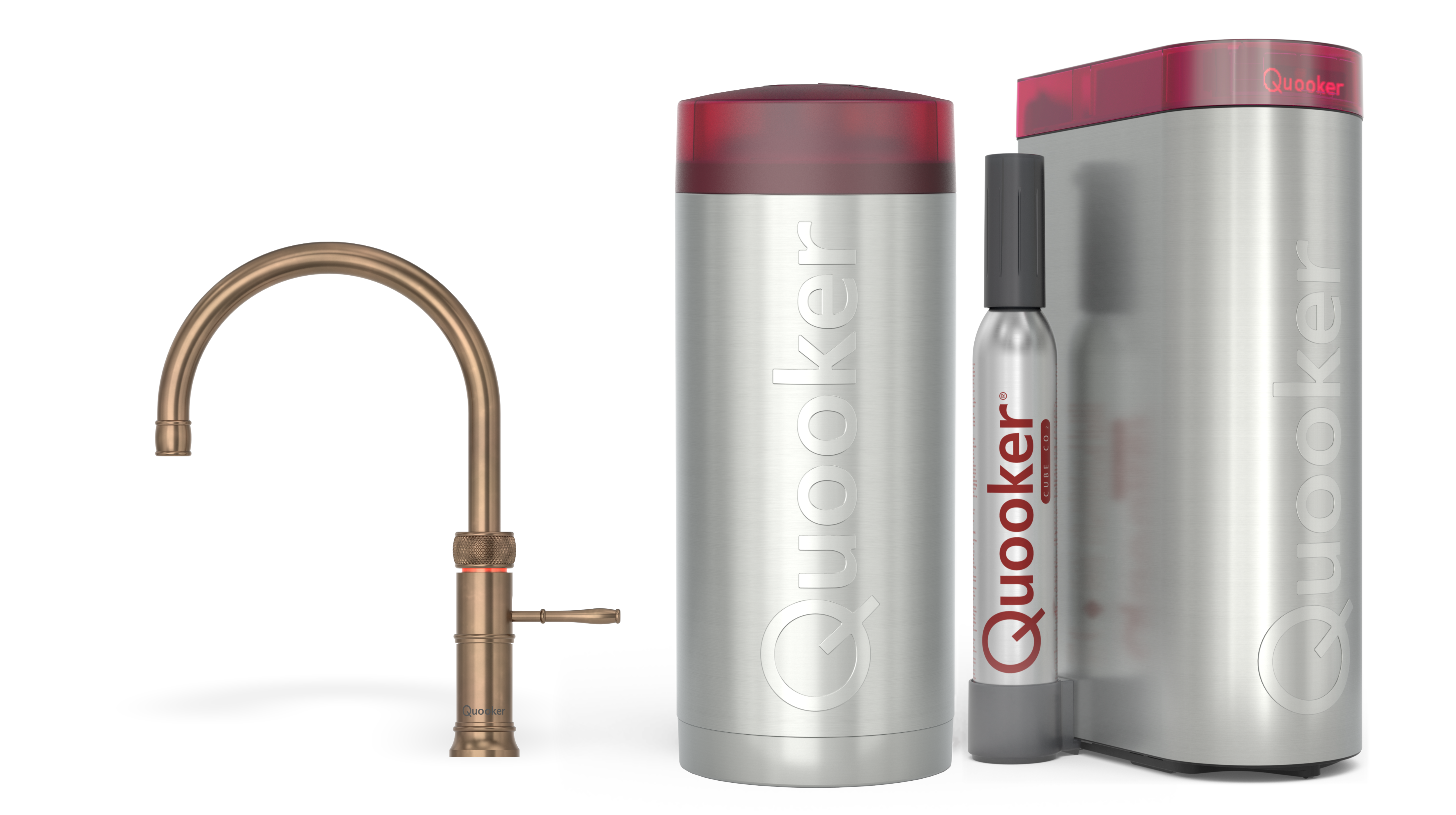 Quooker Combi+ Classic Fusion Round Messing Patina + Cube