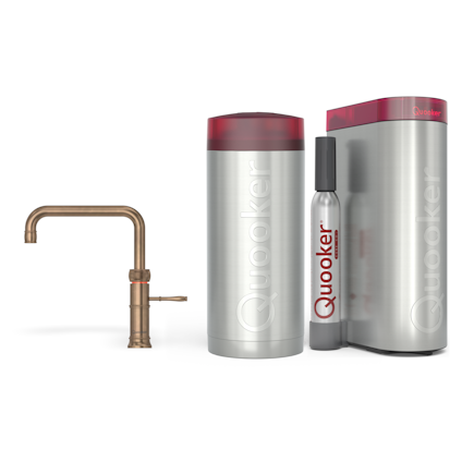 Quooker Combi+ Classic Fusion Square Messing Patina + Cub