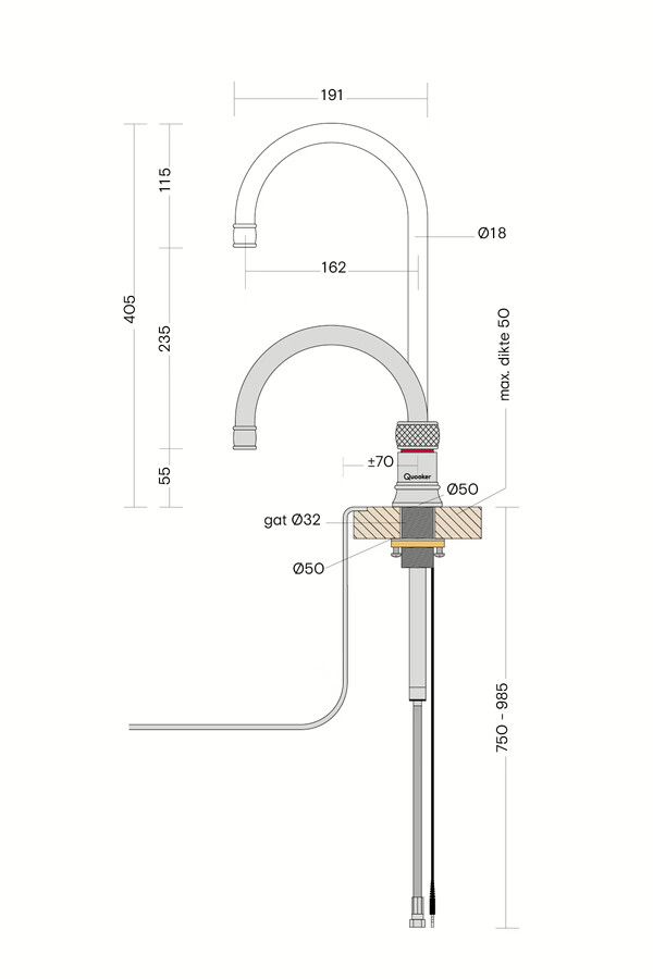 Quooker Combi+ Classic Nordic Round Chroom