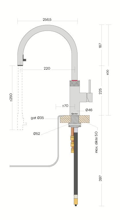 Quooker Combi+ Flex Round RVS