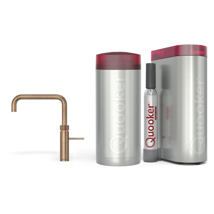 Quooker Combi+ Fusion Square Messing Patina + Cube