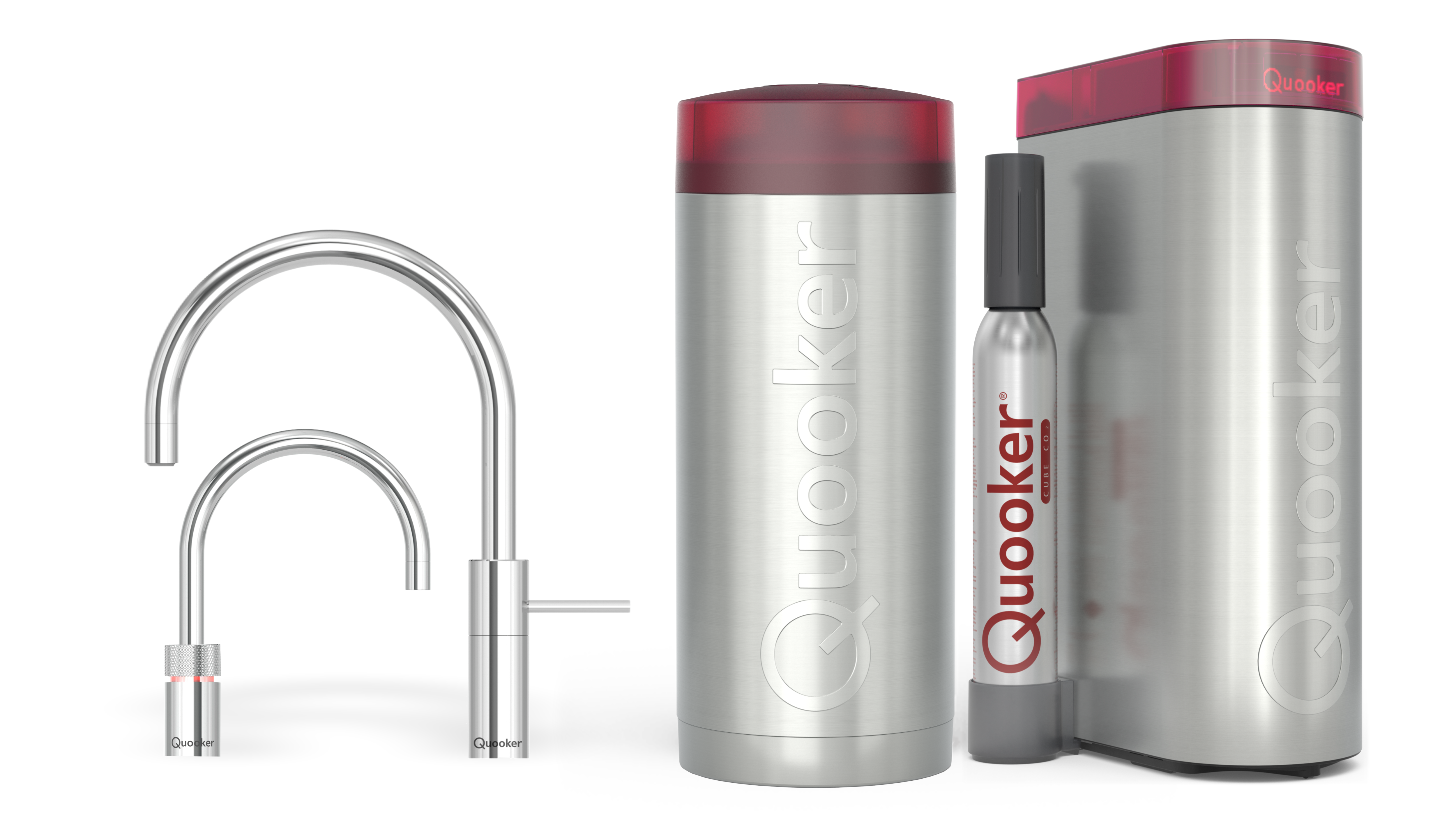 Quooker Combi+ Nordic Round Twintaps RVS + Cube