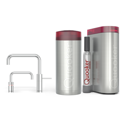 Quooker Combi+ Nordic Square Twintaps Chroom + Cube