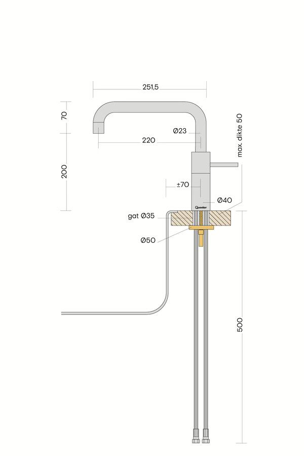Quooker Combi+ Nordic Square Twintaps Chroom