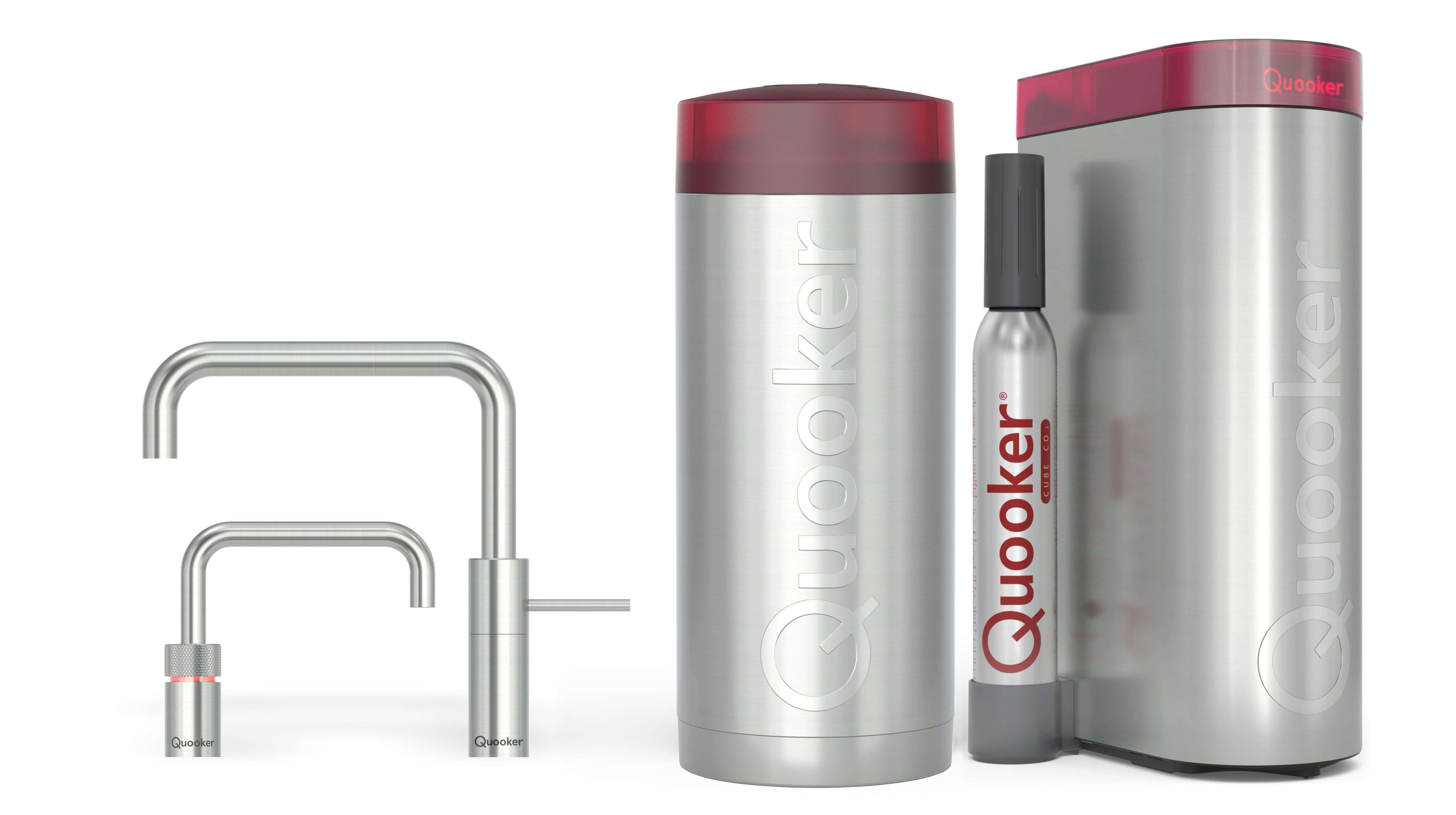 Quooker Combi+ Nordic Square Twintaps RVS + Cube