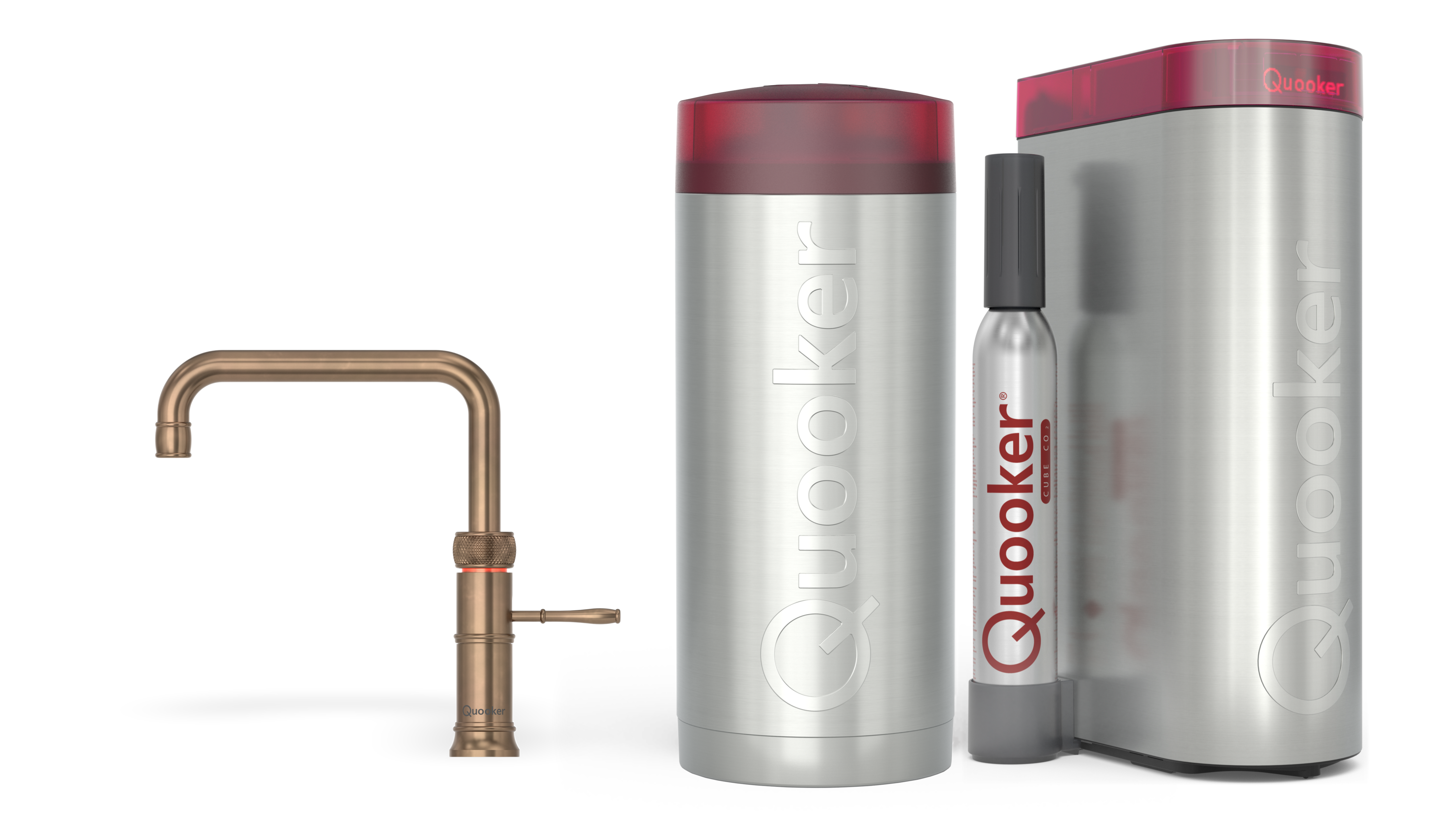 Quooker Combi Classic Fusion Square Messing Patina + Cube