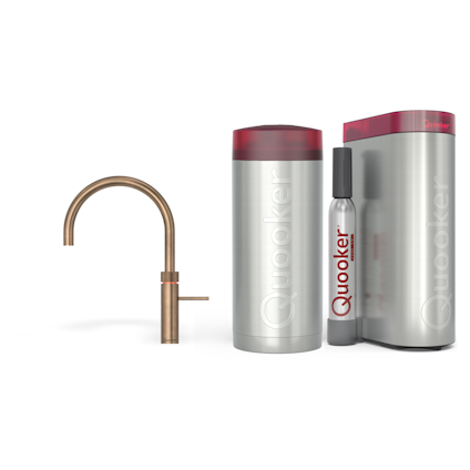 Quooker Combi Fusion Round Messing Patina + Cube