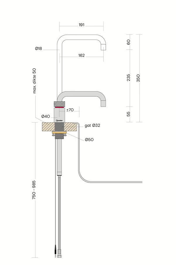 Quooker Combi Nordic Square Twintaps RVS