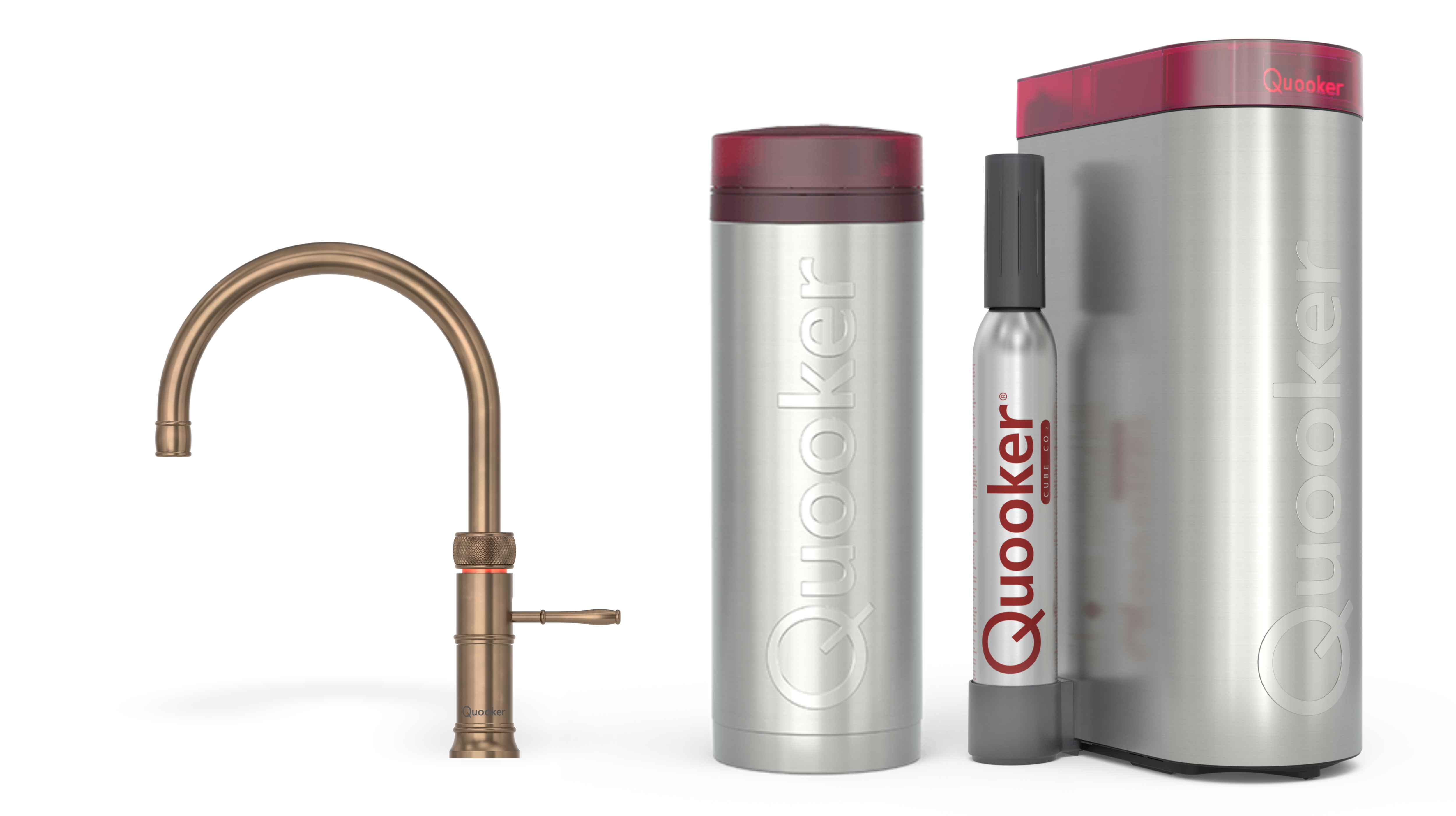 Quooker Pro3 Classic Fusion Round Messing Patina + Cube