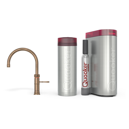 Quooker Pro3 Classic Fusion Round Messing Patina + Cube