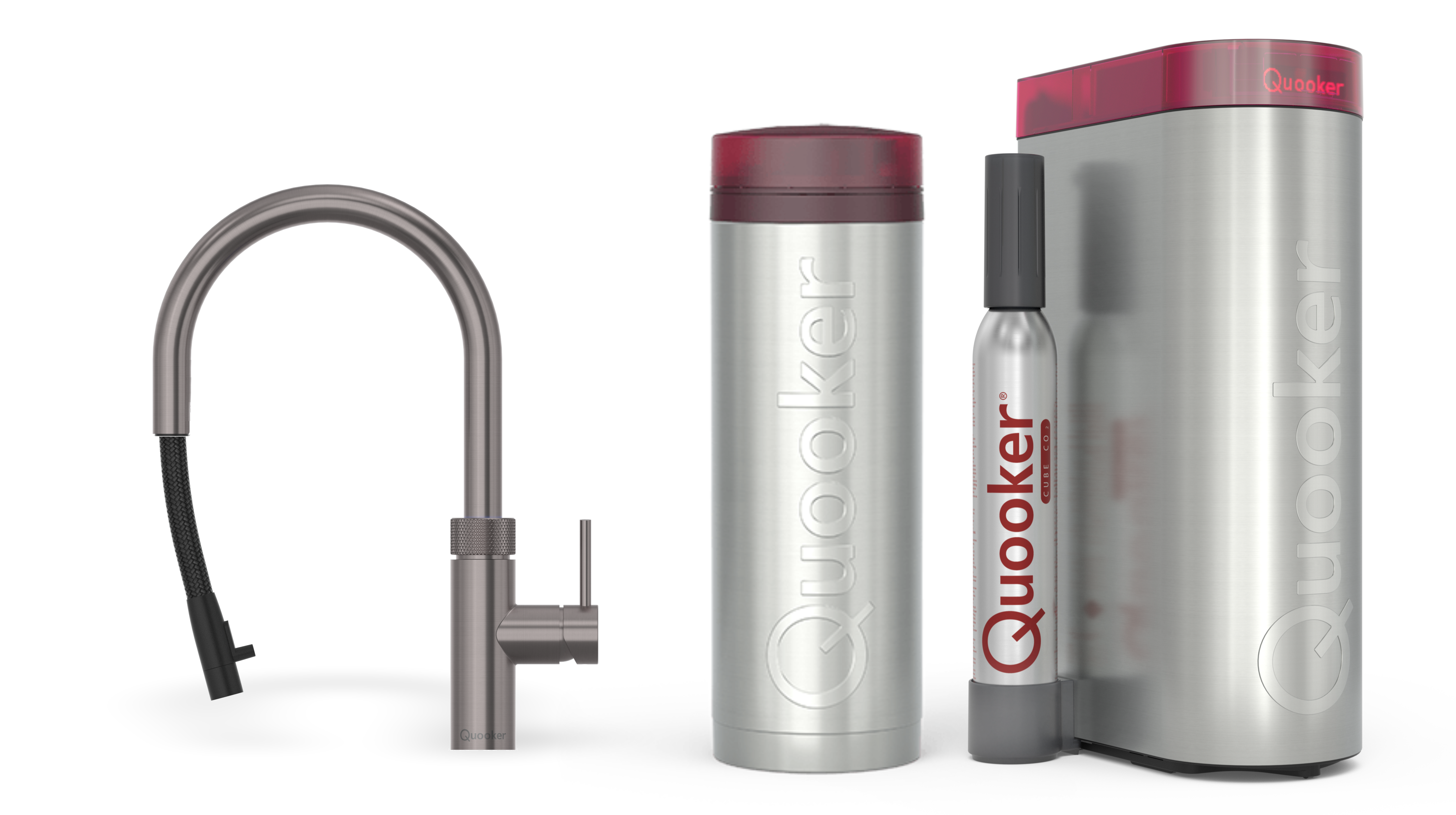 Quooker Pro3 Flex Round Gun Metal + Cube
