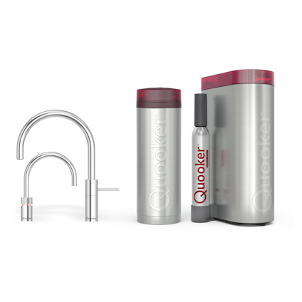 Quooker Pro3 Nordic Round Twintaps Chroom + Cube