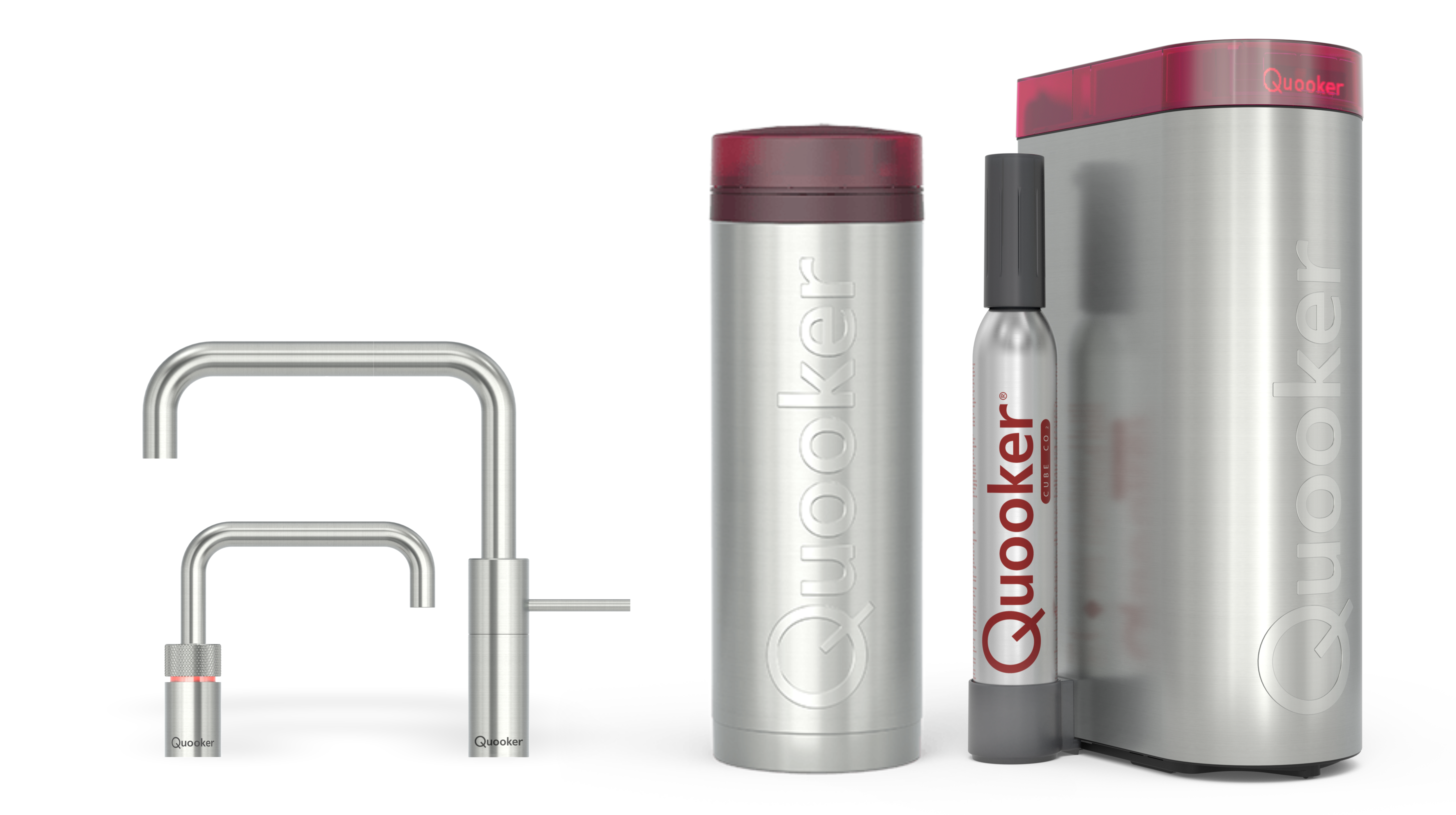 Quooker Pro3 Nordic Square Twintaps RVS + Cube