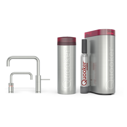 Quooker Pro3 Nordic Square Twintaps RVS + Cube