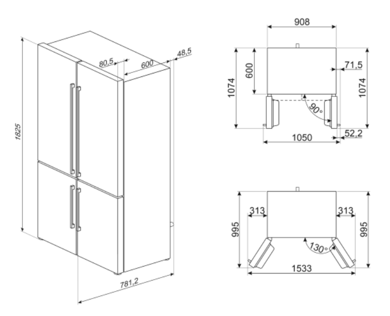 Smeg FQ60XE vrijstaand koelkast afbeelding 5