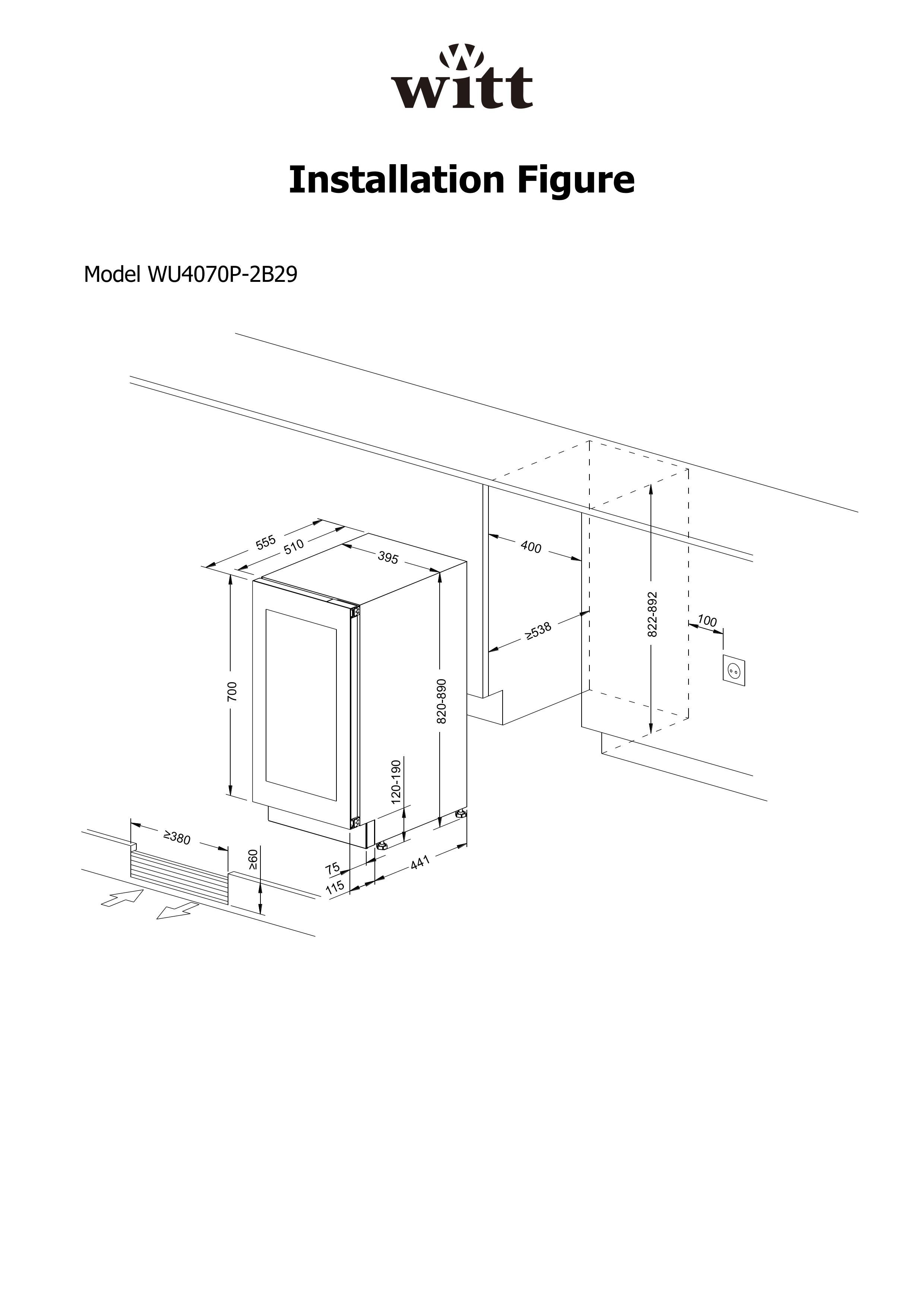 WITT wijnkast inbouw WU4070P-2B29 afbeelding 4