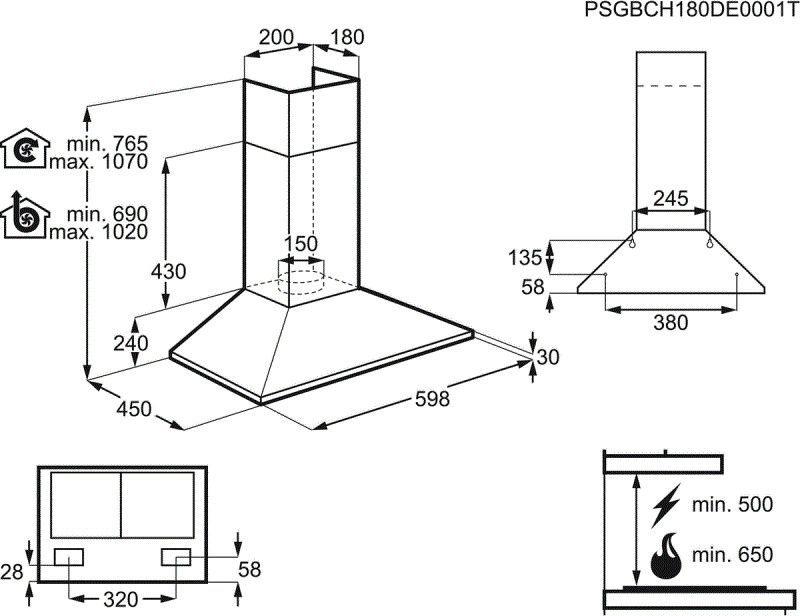 Zanussi ZHC62462XA  afzuigkap afbeelding 5