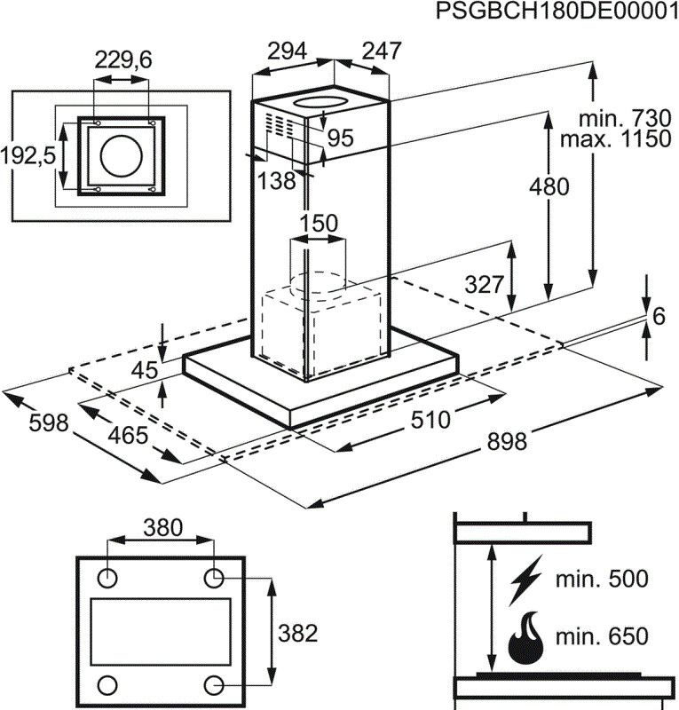 Zanussi ZHS92650XA  afzuigkap afbeelding 5